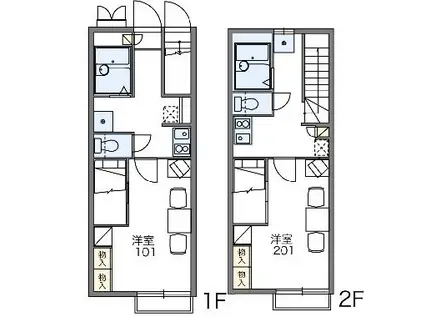 レオパレスウィステリア(1K/2階)の間取り写真