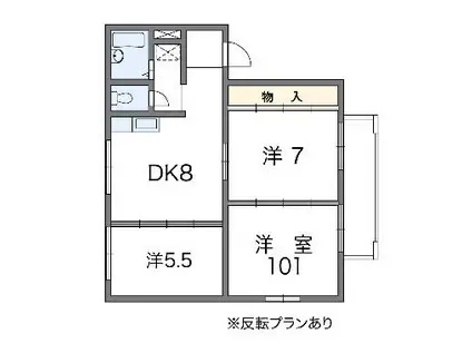 レオパレスフローラルパレスA(3DK/2階)の間取り写真