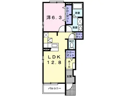 フェイバーレジデンスⅡ(1LDK/1階)の間取り写真