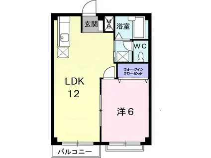 エルディム塚本B(1LDK/2階)の間取り写真