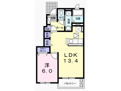フォレストヒルズB(1LDK/1階)の間取り写真