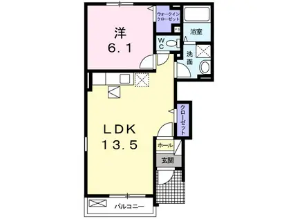 ウエスト ヴィラ2(1LDK/1階)の間取り写真