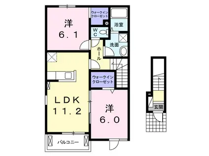 ウィング・コートⅢ(2LDK/2階)の間取り写真