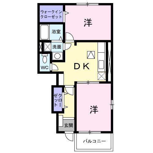 ヴァンベール Ⅴ(2DK/1階)の間取り写真
