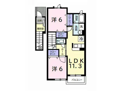 ブライド・ハウスA(2LDK/2階)の間取り写真