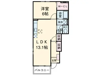コンフォートⅡ(1LDK/1階)の間取り写真