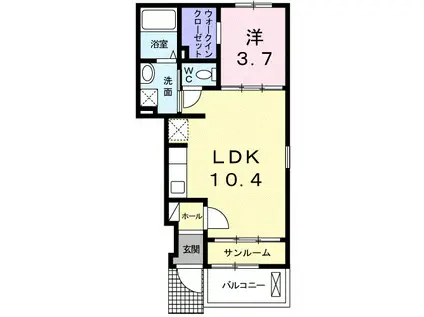 ベル・ソレイユ米山(1LDK/1階)の間取り写真