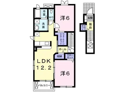 モン・サン・クレールⅠ(2LDK/2階)の間取り写真