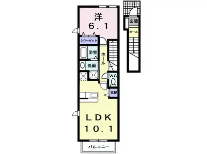 ボニ-ト旭Ⅱ(1LDK/2階)の間取り写真