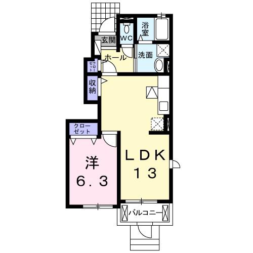 フェリーチェⅡ(1LDK/1階)の間取り写真