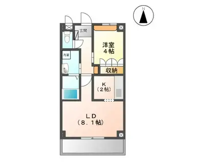 ベルメゾン三ノ町(1LDK/3階)の間取り写真