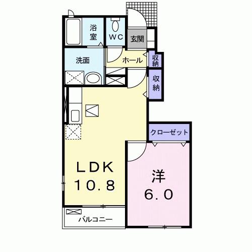 ダイヤモンド エフⅡ-2(1LDK/1階)の間取り写真