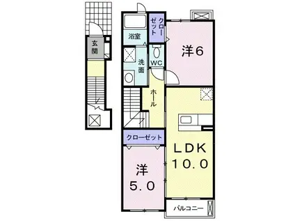 フルールⅢ(2LDK/2階)の間取り写真
