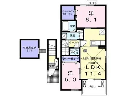 アルバグランデA(2LDK/2階)の間取り写真
