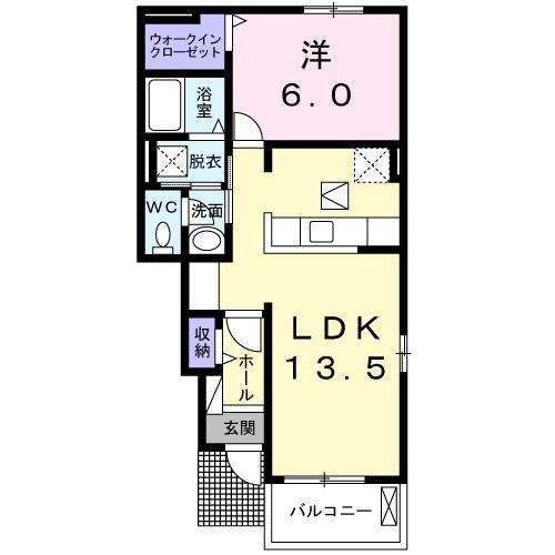 ジェルメⅦ(1LDK/1階)の間取り写真