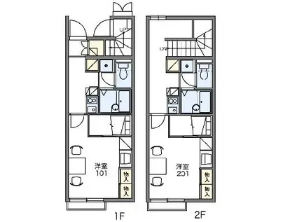 レオパレスグリーンフラットE(1K/1階)の間取り写真