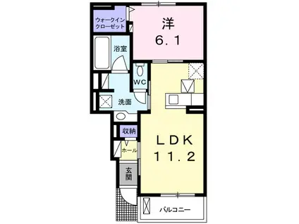 ジェルメⅧ(1LDK/1階)の間取り写真