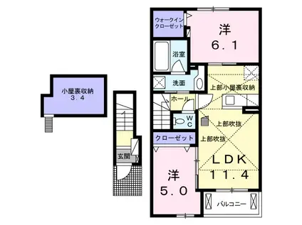 ジェルメⅨ(2LDK/2階)の間取り写真