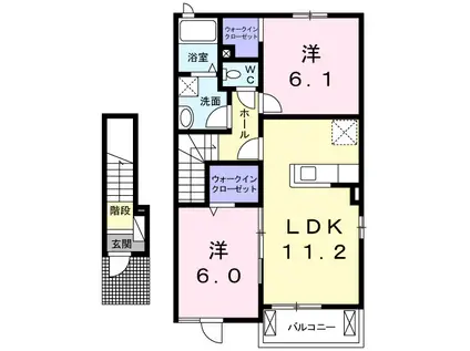 ウエスト M 2(2LDK/2階)の間取り写真