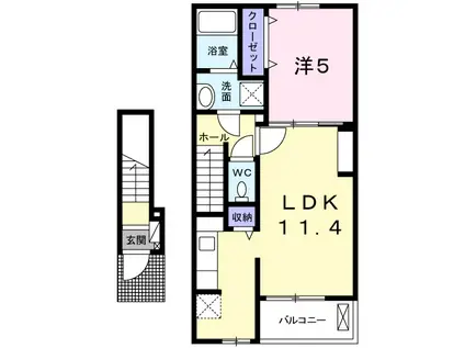 カーサトレ(1LDK/2階)の間取り写真