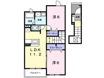 ポルテボヌール(2LDK/2階)の間取り写真