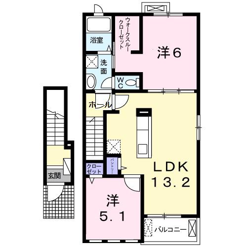 サニーグレイスヴィラ Ⅱ(2LDK/2階)の間取り写真