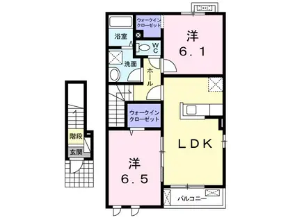 ルガートリミテッド1037Ⅰ(2LDK/2階)の間取り写真