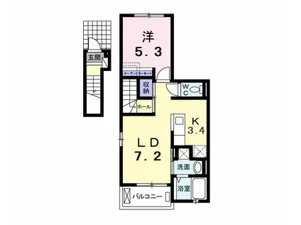 クレイン21Ⅱ(1LDK/2階)の間取り写真