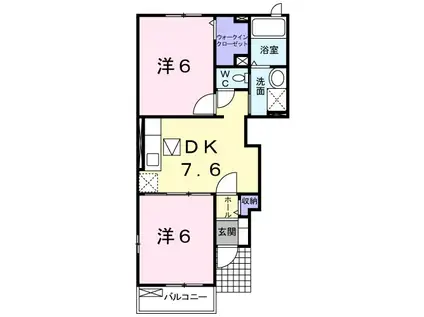 VERDEVILLAⅡ(2DK/1階)の間取り写真