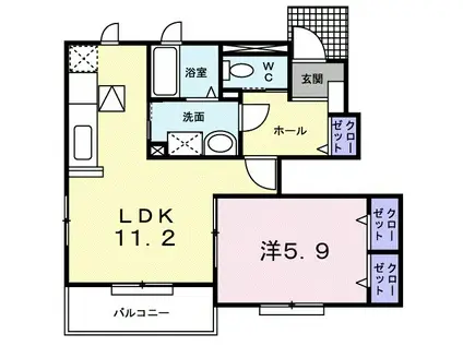 サウス・ウィンド Ⅱ(1LDK/1階)の間取り写真