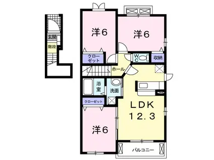 サン アベニュー2(3LDK/2階)の間取り写真