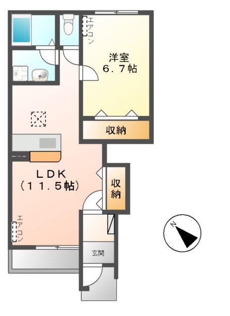MAPLE(1LDK/1階)の間取り写真