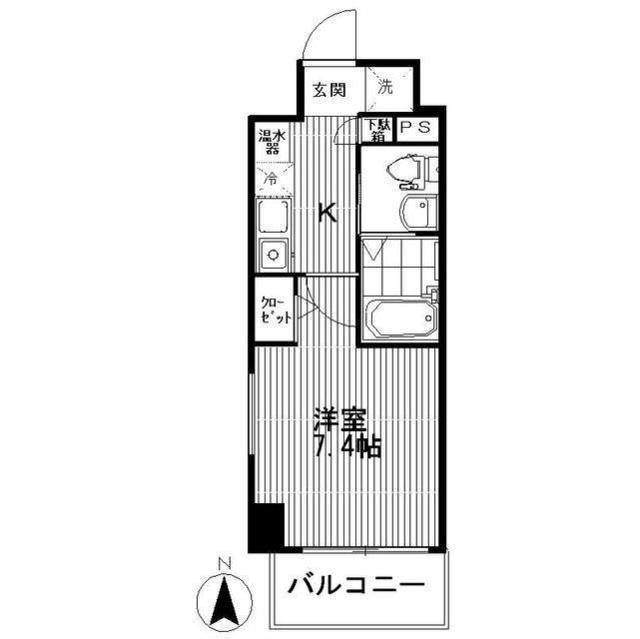 アクシーズタワー浦和岸町Ⅱ(1K/2階)の間取り写真