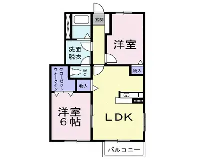 プリムローズⅡ 参番館(2LDK/1階)の間取り写真