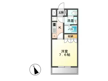 SUN COURT.K(1K/2階)の間取り写真