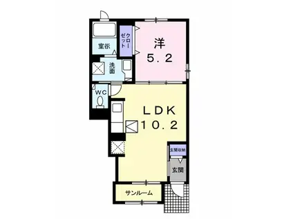 コロレアール ベイスⅡ(1LDK/1階)の間取り写真