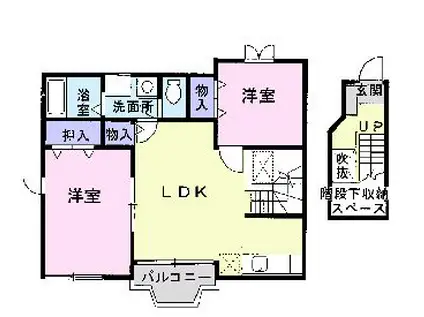 ドエル 西脇 B(2LDK/2階)の間取り写真