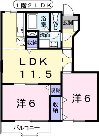 PLAINE2(2LDK/1階)の間取り写真