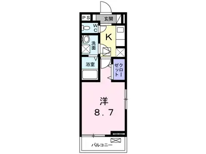 ハイブリッジ鵠沼Ⅰ(1K/1階)の間取り写真