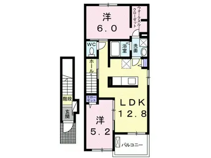 グレート ハイツ ロイヤル Ⅵ(2LDK/2階)の間取り写真