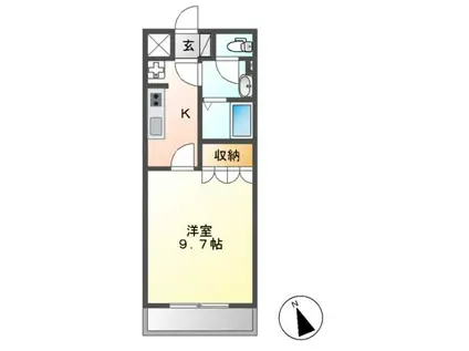 PARK HILLS(1K/2階)の間取り写真