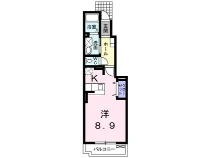 ビームス(ワンルーム/1階)の間取り写真