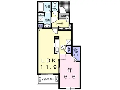 グラン メゾン高萩Ⅱ(1LDK/1階)の間取り写真
