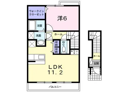 ポポラーレ2(1LDK/2階)の間取り写真