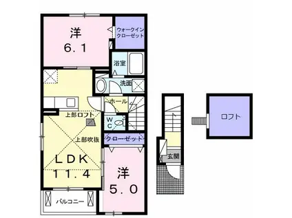 フレンドリームーンB(2LDK/2階)の間取り写真