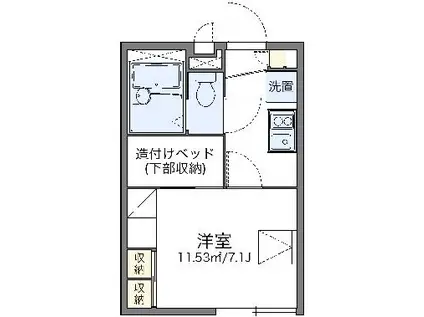 レオパレスサンバード(1K/1階)の間取り写真