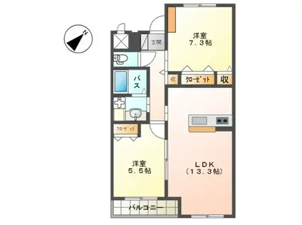 しろくま(2LDK/3階)の間取り写真