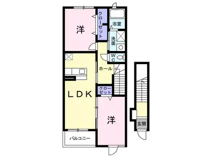 メゾンフォンテーヌⅠ(2LDK/2階)の間取り写真