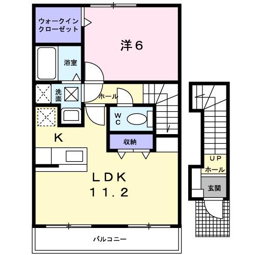 フリーデンス ヴァルトⅡ番館(1LDK/2階)の間取り写真