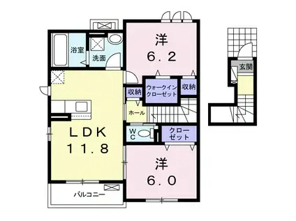 セシルⅢ(2LDK/2階)の間取り写真